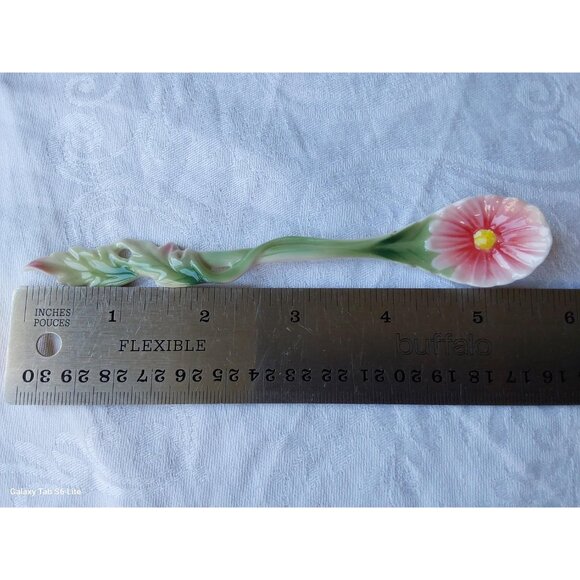 Franz porcelain demitasse spoon in original box Blossoms Daisy pink flower NIB - Picture 2 of 8